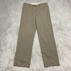 346 Brooks Brothers Wool Pants Mens 36x32 Flat Front Straight Leg Slacks Khaki